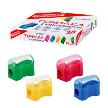 Точилка 1 отверстие пластиковая ассорти Сундучок ПИФАГОР 1/48