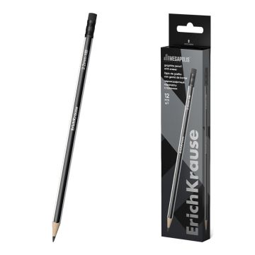 Карандаш ч/гр HB пластик с ластиком ErichKrause MEGAPOLIS 1/12