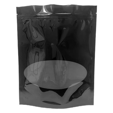 Пакет Zip-Lock Дой-Пак металл черный матовый (13,5х22,5)+ (4,0+4,0) с овальным окном 50/400