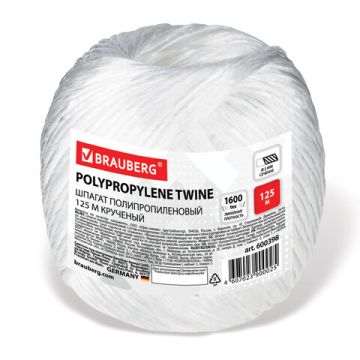 Шпагат ПП BRAUBERG, диаметр 2 мм, длина 125 м,линейная плотность 1600 текс 1/30 