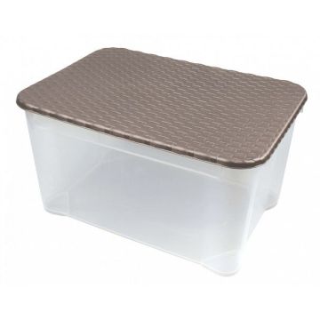 Ящик универсальный с крышкой Ротанг 555х390х290 49л коричневый 1/1