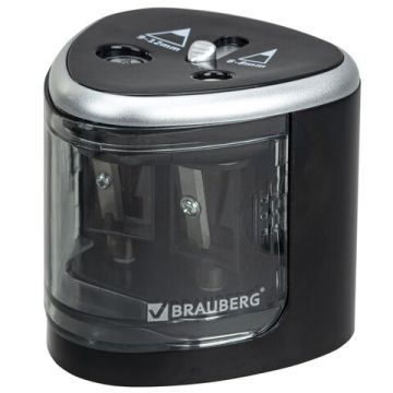 Точилка электрическая питание от 4 батареек АА черная BRAUBERG DUAL 1/6/72