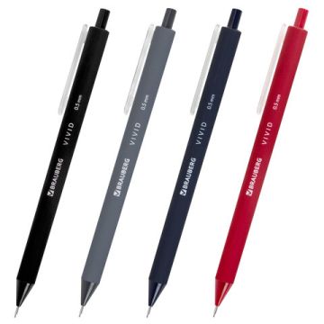 Карандаш мех. 0,5мм НВ soft-touch корпус BRAUBERG VIVID 1/24