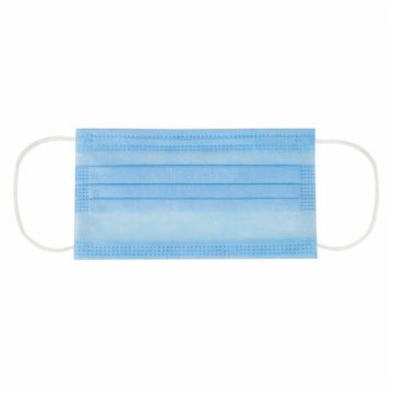 Маски медицинские, комплект 50шт 3-х слойные, одноразовые, голубые, упаковка полиэтилен 1/60