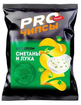 Продукты, PRO-Чипсы чипсы со вкусом сметаны и лука 60 г 1/20