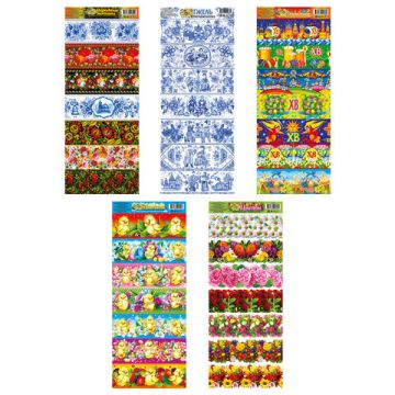 Термопленка для пасхального декора 5 дизайнов ассорти по 7шт 1/50