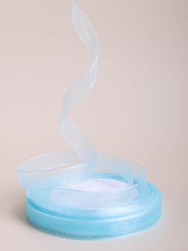 Лента органза 9мм 25м голубой 1/10