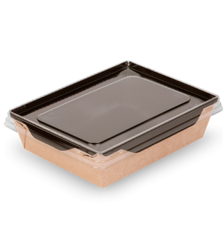 Контейнер салатник 500мл 140х105х45мм ЕСО OpSalad B крафт внутри черн ламин (крышка 467325) 50/600