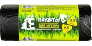 Мешок для мусора 30л рулон ПНД (48х58)-6 черные Эконом 2,9г Ё-Ромашка (50шт) 1/20