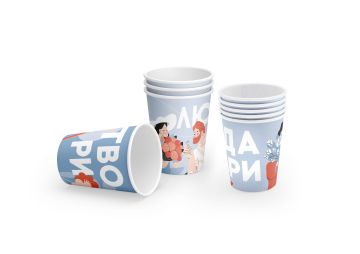 Стакан бумажный для горячего 180мл d-73 Весна синий 50/1000