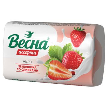 Мыло туалетное 90гр в обертке Весна Земляника со сливками 1/72