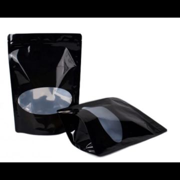 Пакет Дой-Пак Zip-Lock черный 220х300 (55+55) №29 металл. внутри овал. окно 100/600 