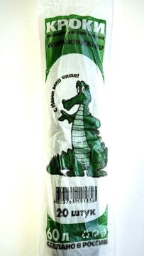 Мешок для мусора 60л рулон ПНД (56х68)-12 черный 9г Кроки Ромашка (20шт) 1/50