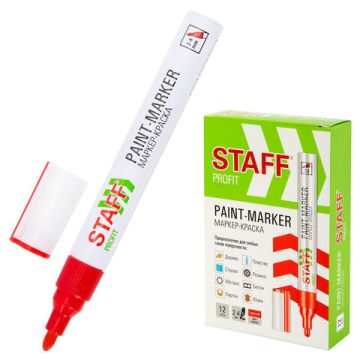 Маркер-краска лаковый красный 2-4мм нитро-основа STAFF PROFIT 1/12