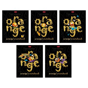 Тетрадь 48л А5 клетка скоба мат лам фольга Золотой апельсинчик Хатбер 1/100