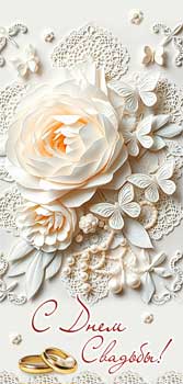 Конверт для денег 16,5х8см С Днем Свадьбы ! 90-1677 10/10