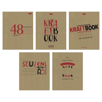 Тетрадь 48л А5 клетка скоба крафт картон CRAFT Хатбер 1/100