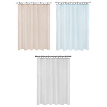 Штора для ванной  PEVA 180х180см с кольцами 3цв ассорти 1/12
