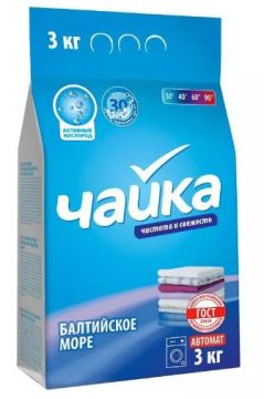Порошок стиральный Чайка 3кг Автомат Балтийское море для белого и цветного белья 1/5
