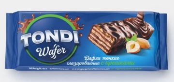 Продукты, Tondi вафли Глазированные с орешками 138г 1/39