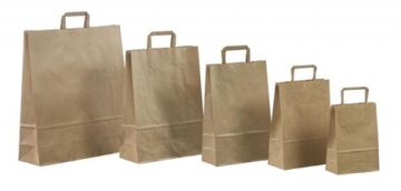 Пакет бумажный крафт с плоскими ручками 320х200х370 90 гр/м2 Экокрафт 200/200