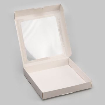Коробка с окном 190х190х30мм картонная белая 1/750