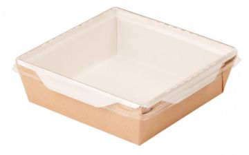 Контейнер салатник 1200мл 145х145х62мм крафт ламин DoEco OpSalad (крышка 467151) 50/300