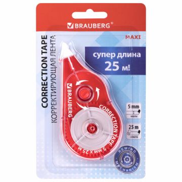 Корректирующая лента 5мм х 25м BRAUBERG MAXI PLUS 1/24