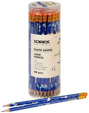 Карандаш ч/гр НВ заточенный трехгранный пластик LOREХ KIDS GOOSE 1/48