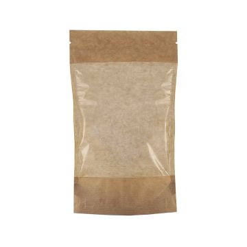 Пакет Zip-Lock Дой-Пак крафт (14х22,5)+(4+4) с большим окном Aviora 100/700