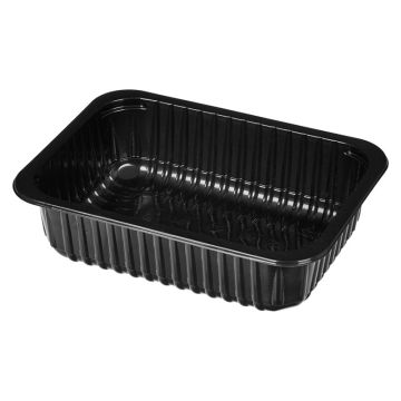 Лоток под запайку 187х137х36 с ребрами черный ПП 480/480 