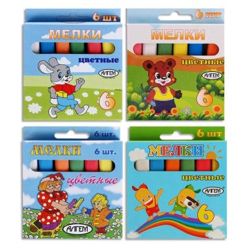 Мелки цветные 06шт квадратные АЛГЕМ 1/81