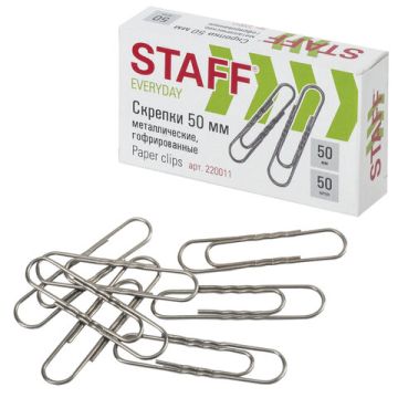 Скрепки STAFF EVERYDAY 50мм металл гофрир 50шт