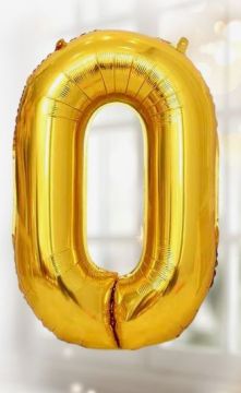 Шар фольгированный Цифра 0 85см цвет золото 1/20/700