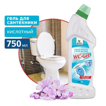 Средство жидкое 750мл чистящее гель для сантехники WC-Gel Clean&Green 1/8