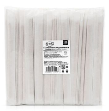 Одноразовый Размешиватель деревянный для кофе 14см в индивидуальной упаковке  250/5000