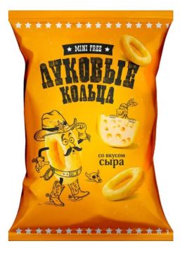 Продукты, Луковые кольца Mini Free со вкусом сыра 45 г 1/24