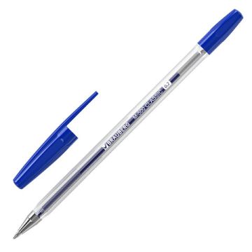 Ручка шариковая BRAUBERG "M-500 CLASSIC", СИНЯЯ, корпус прозрачный, узел 0,7мм, линия 0,35мм 1/50