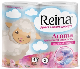 Туалетная бумага евро 2сл белая 4штх18м Reina Aroma Цветочная Свежесть 1/12