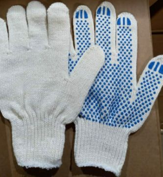Перчатки ПВХ 6-нитка 7класс точка белые 10/300