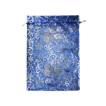 НГ Подарочный мешок текстильный ОРГАНЗА Шишки  20х30см 1/50/250