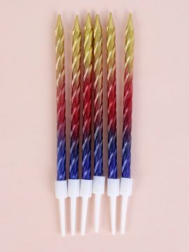 Свеча для торта Высокая спираль градиент 6шт 1/600