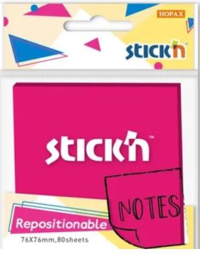 Блок самоклеящийся 76х76мм 80л розовый неон Stick`n 1/12