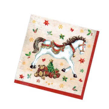 НГ Салфетки (33х33) 3-сл Новогодняя лошадка (20) 1/12