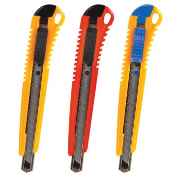 Нож канцелярский 9мм блистер фиксатор ассорти Standard Brauberg 1/48