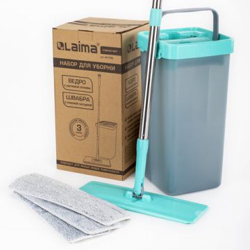 Набор для уборки ведро 9л/7л 2х-камерное с отжимом  3 насадки МОП LAIMA COMPACT MOP 1/6