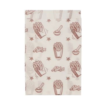 Пакет бумажный белый 175х110+50 жиростойкий с печатью Картошка фри 100/3500