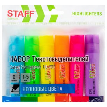 Текстмаркеры НАБОР 6шт 1-5мм неоновые STAFF EVERYDAY 1/12/144