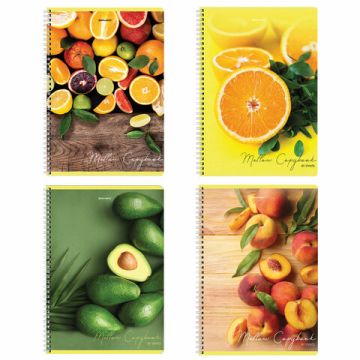 Тетрадь 80л А4 клетка гребень обложка картон Фрукты BRAUBERG 1/4/28