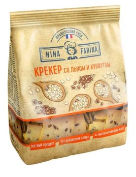 Продукты, Nina Farina крекер с кунжутом и семенами льна 145 г 1/16